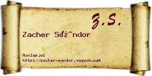 Zacher Sándor névjegykártya